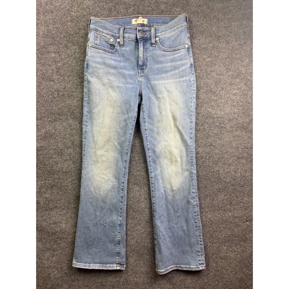 Madewell Mid-Rise Kick Out Jeans Womens 26 Blue Light Wash Cropped Flare Denim